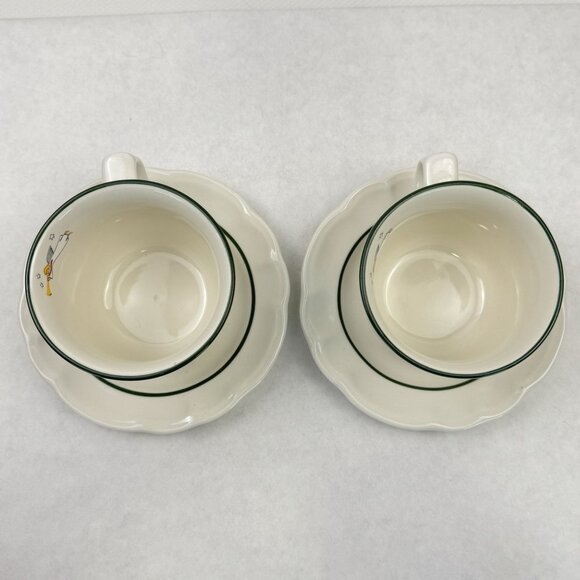 Vtg Set of 2 Pfaltzgraff Snow Village Christmas Farmhouse Coffee Mug Saucer Set - Picture 7 of 16
